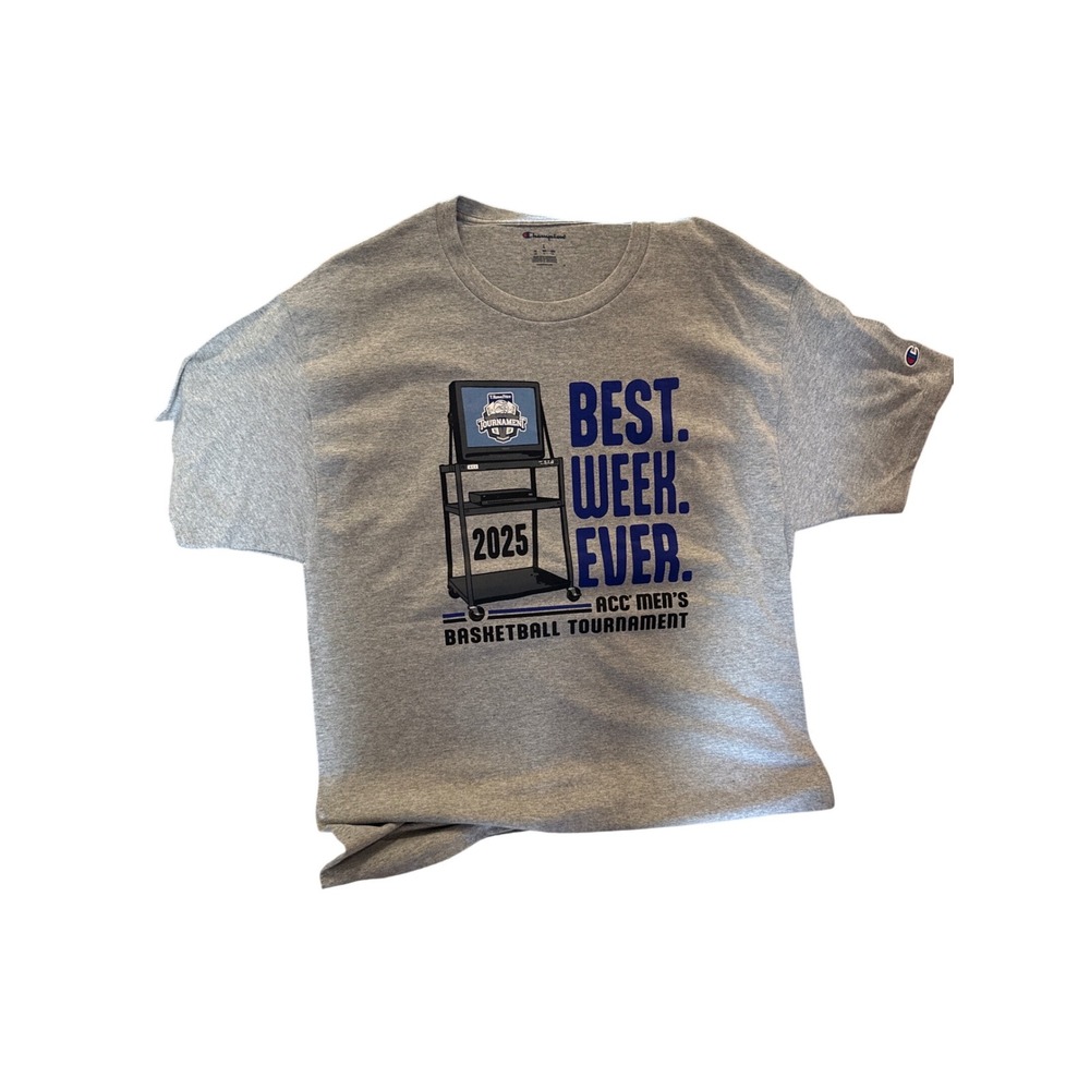 Champion ACC Mens Basketball Tournament 2025 T-Shirt Gray Large Best Week Ever